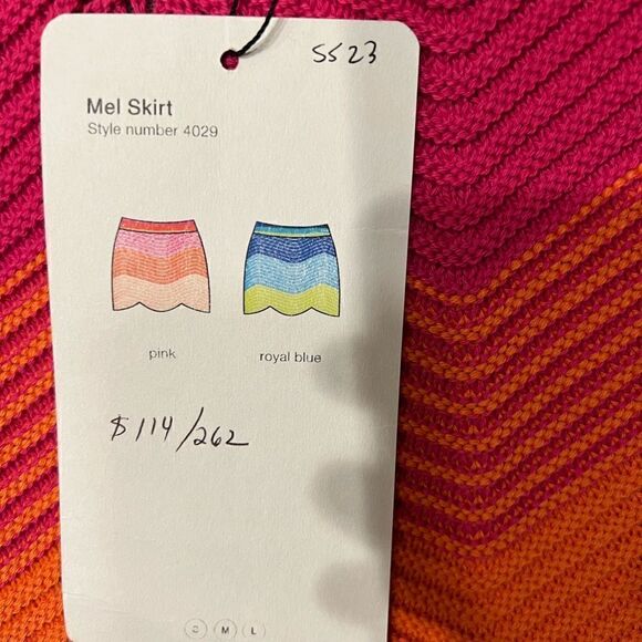 Paola Bernardi  MEL Crotchet mini SKIRT - PINK & CORAL Size S NWT$358 - Picture 7 of 8